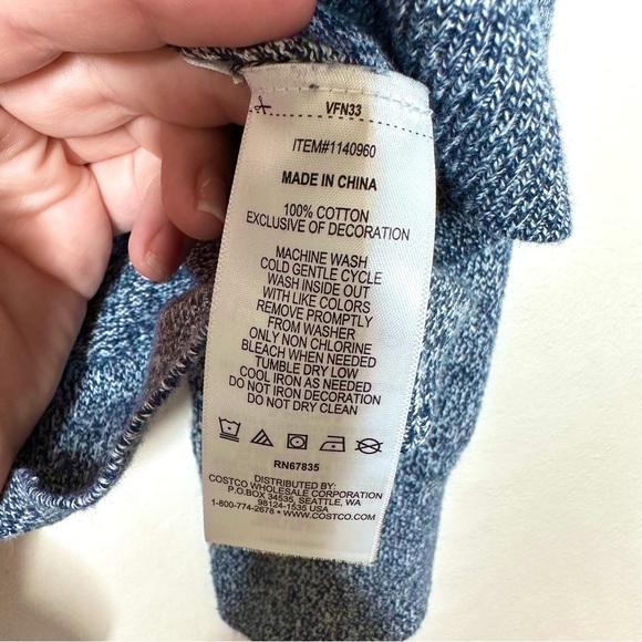 Nautica Sweater Nautical Sweater LS Top Pullover Blue Marled Anchor - Picture 3 of 6